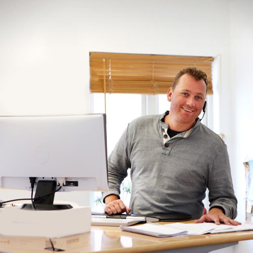 Salesperson with headset