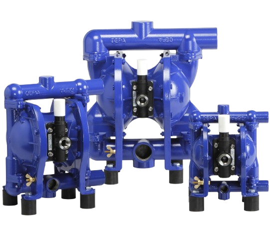 Tre Depa pneumatisk membranpumpar