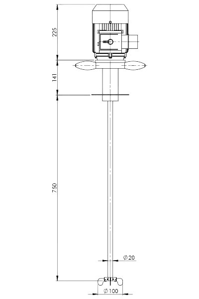 Tegning av Geppert FRP-LX lett trommelblander