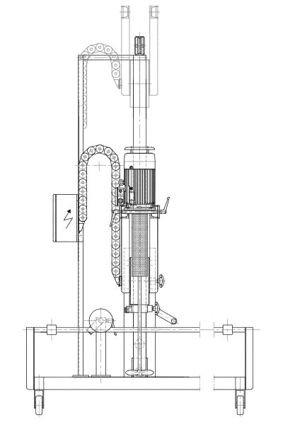 Tegning av Geppert FRW mobil benkblander sett forfra