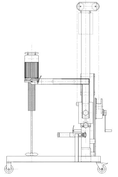 Tegning av Geppert FRW mobil benkeplatemikser fra siden